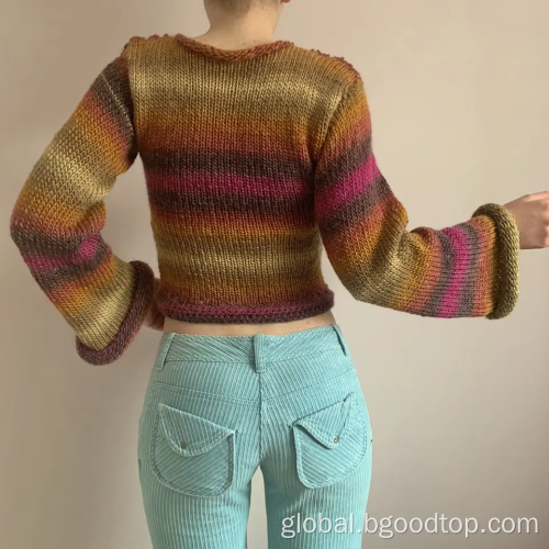 Cardigan Sweater Vintage short tie-dye knitted pullover Supplier